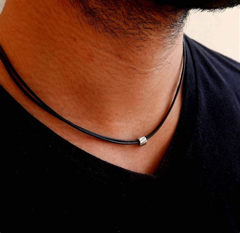 men's leather necklace with pendant.